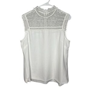 Ted Baker London Women's White Sleeveless Lace Blouse Size 4